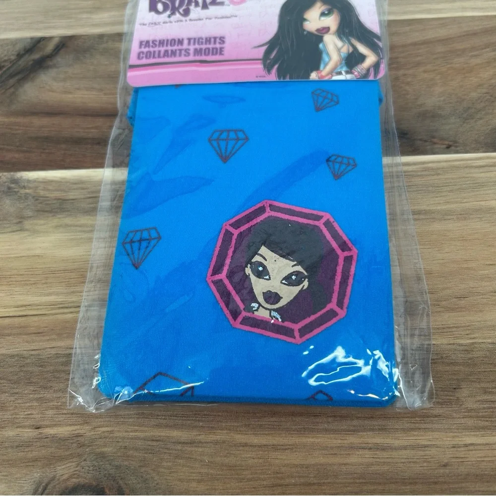 NIP Vtg Bratz Jade Blue Diamond Print Fashion Tights Girls Size 7-10